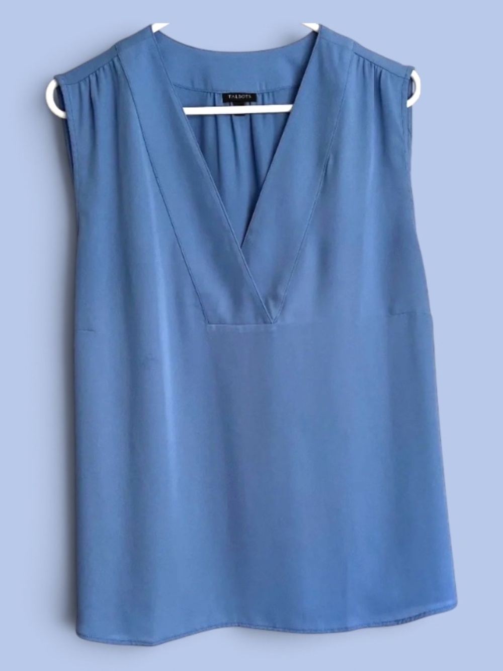 Talbots Marine Blue V-Neck Crepe Sleeveless Blouse 18